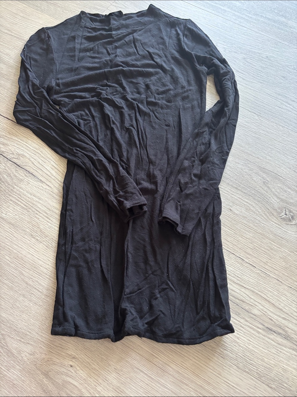 Women’s Black Long-Sleeve Mini Dress - Classic Crewneck
